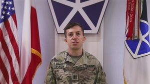 U.S. Army V Corps Cpt. Ryan Hunton gives holiday shoutout