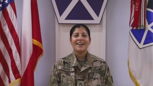 U.S. Army V Corps Staff Sgt. Velkis Charney gives holiday shoutout