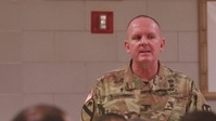 Chaplain (Col.) Kevin Wainwright talks contentment during Thanksgiving Prayer Breakfast