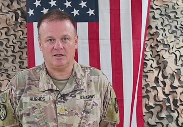 Maj. Donnie Hughes gives a shout-out to the Dallas Cowboys
