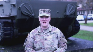 Staff Sgt. Dana Clarke sends a holiday shoutout to her family