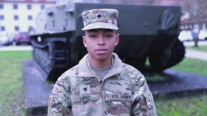 Spc. Damien Lopez sends a holiday shoutout to his family