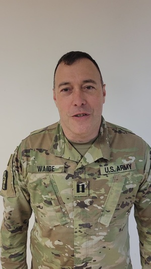 Capt. John Waide gives a Thanksgiving shout out to his family in New York.