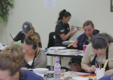 Master Sgt. Elsie Ortiz (3rd Medical Command) Leads Paint Club on Camp Arifjan, Kuwait