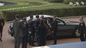Arrival of the Turkish Minister of Foreign Affairs at the meeting of NATO Foreign Ministers