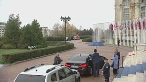 Arrival of the Albanian Minister of Foreign Affairs at the meeting of NATO Foreign Ministers
