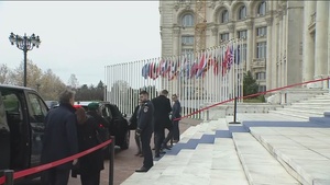 Arrival of the Portuguese Minister of Foreign Affairs at the meeting of NATO Foreign Ministers