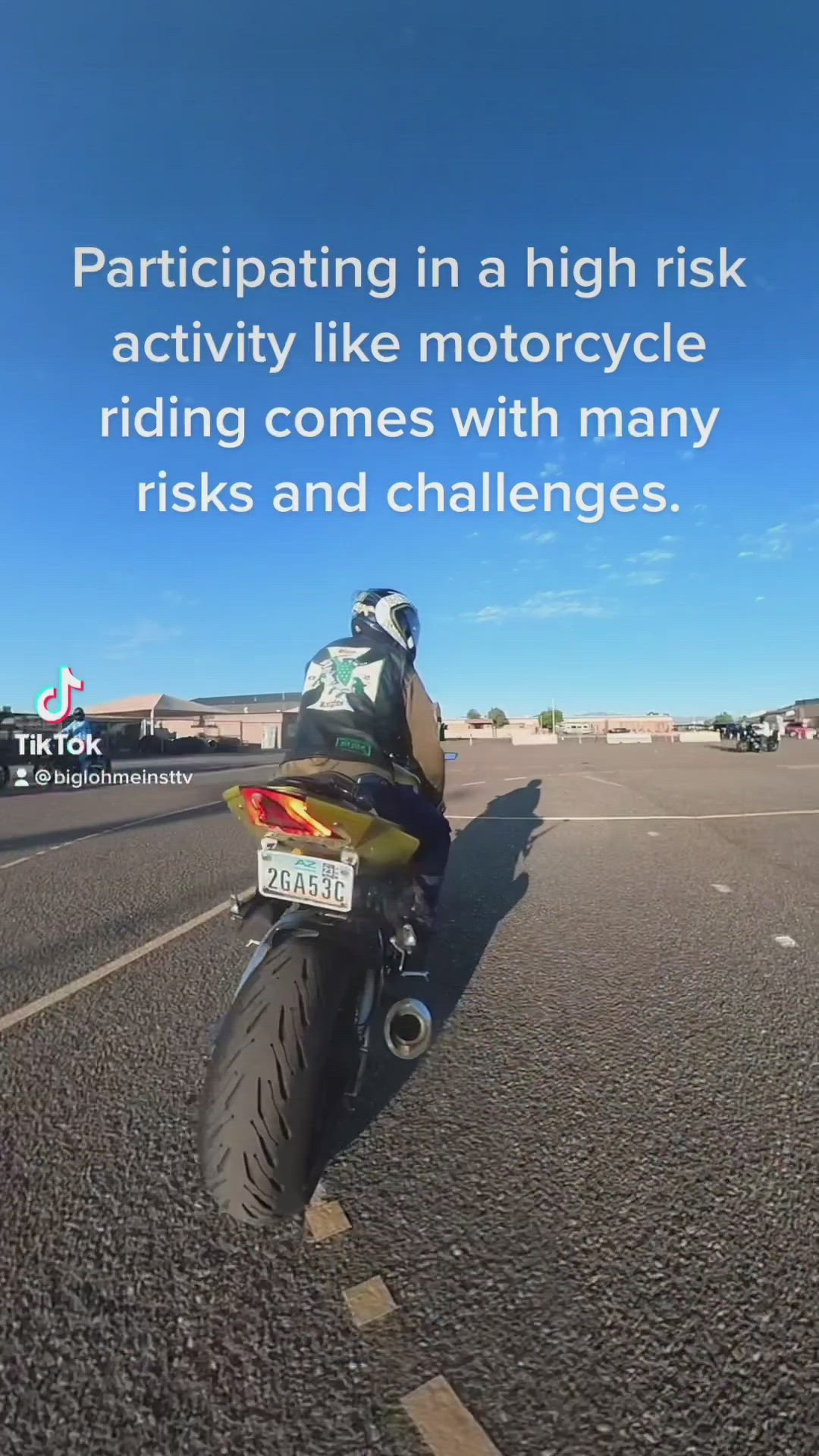 As part of the Air Force Safety Center's Off-Duty Risk Management video
contest the 56th Fighter Wing from Luke Air Force Base, AZ submitted their video on motorcycle safety. The video describes hazards motorcycle riders face while riding and requests they wear the proper personal protective gear. Always dress for the slide not the ride.