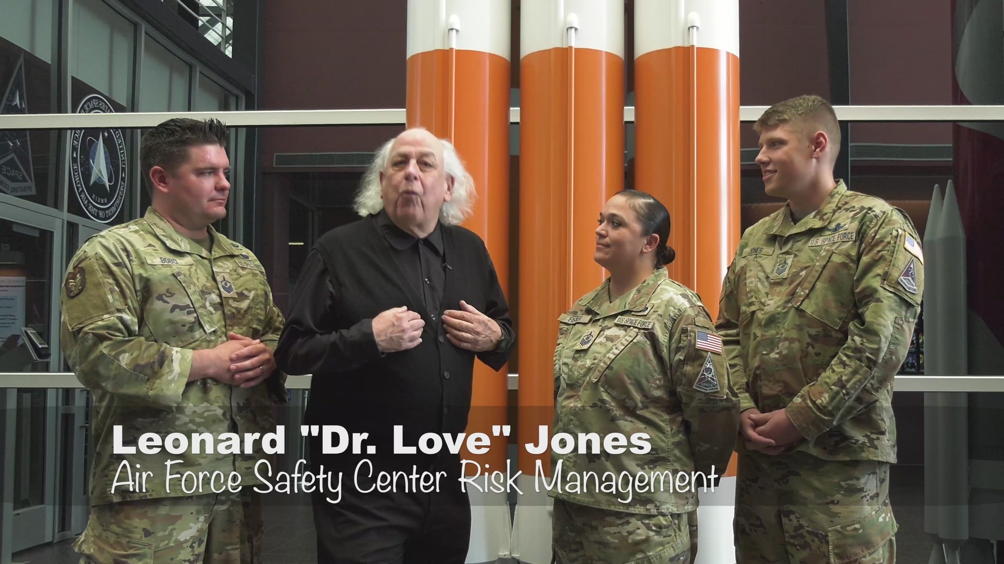 In this video Al "Dr. Love" Jones talks about the importance of being safe and implementing new safety measures in a new organization while visiting Peterson Space Force Base, Colo. In December of 2019, Congress established the U.S. Space Force within the Department of the Air Force. This video celebrates and recognizes safety's role within it on the 3rd anniversary of the initiation of the USSF. (U.S. Air Force video by Jessie Perkins)
