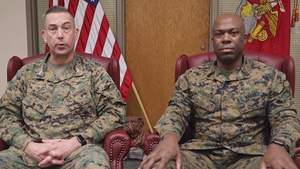 6th Marine Corps District Commanding Officer and Sergeant Major wish Personnel Happy Holiday Season