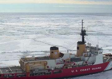 Coast Guard Cutter Polar Star transits through ice during Operation Deep Freeze 2023