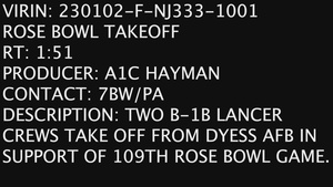B-1 Rose Bowl Takeoff