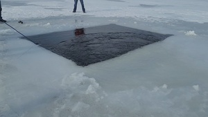 Fort McCoy DES Fire Department dive team holds ice rescue training at frozen lake at Fort McCoy, Part III