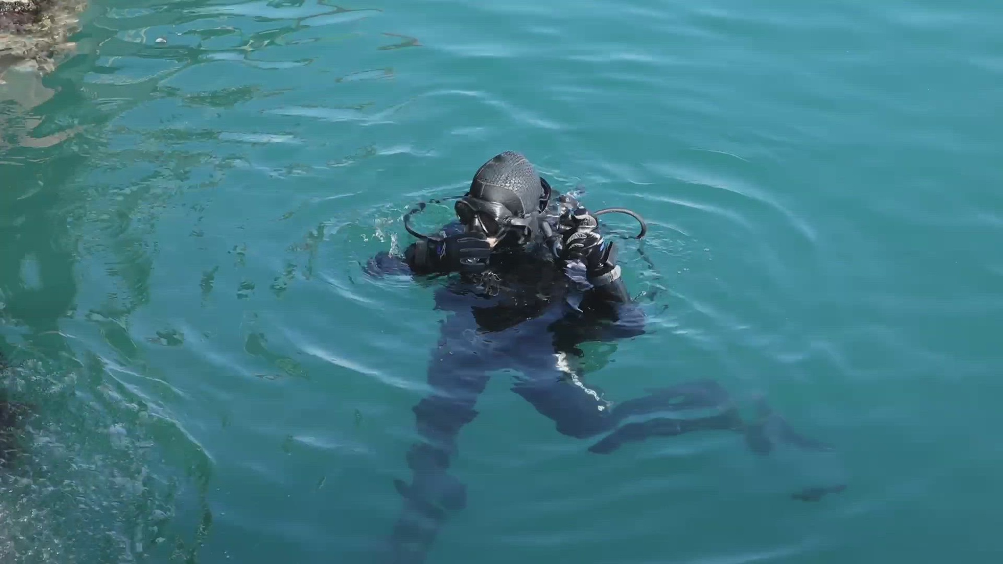 Sgt. 1st Class Zachary Holder, master diver, 511th Engineer Dive Detachment, talks about the importance of vessel inspection on Muhammed Al-Ahmed Naval Base, Kuwait, Jan. 11, 2023. (U.S. Army video by Spc. Cecilia Soriano)