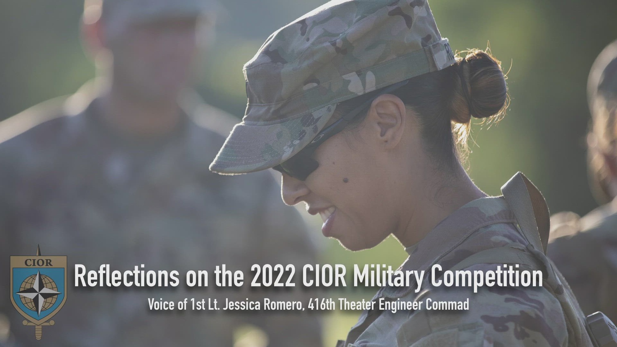 1st Lt. Jessica Romero, 416th Theater Engineer Command, reflects on her experience during the Interallied Confederation of Reserve Officers Military Competition (CIOR MILCOMP). This competition is an annual reserve military competition with NATO member states and other participating nations with 34 countries in total, representing 1.3 million reservists. The MILCOMP, which has been held since 1957, is a military pentathlon testing service members in pistol and rifle marksmanship, land and water obstacles and orienteering.