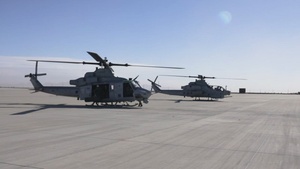 Marines with HMLA-167 go on a desert gun run (B-Roll)