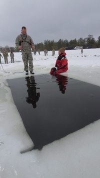 Airmen train in cold-water immersion at Fort McCoy as part of Air-Force-led Cold-Weather Operations Course, Part II