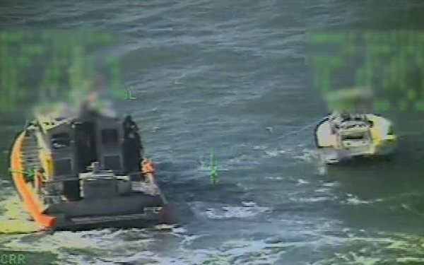Coast Guard rescues two boaters Jan. 28, 2023, near the Chandeleur Islands, Louisiana.