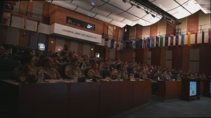 Airmen attend surveillance brief during OTW pre-deployment training