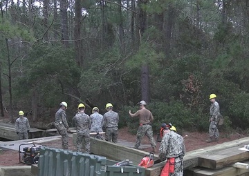 Marines with 8th ESB and Navy Seabees build timber bridge for Winter Pioneer 2023