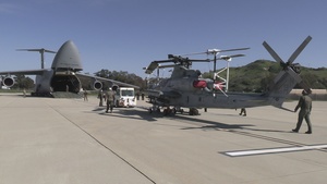 Marine Light Attack and Utility Helicopters Demonstrate Joint Expeditionary Capabilities with Air Force Transport Aircraft (B-ROLL)