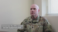 Command Sgt. Maj. Campbell introduces self to 3rd Sustainment Brigade