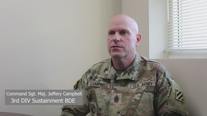 Command Sgt. Maj. Campbell introduces self to 3rd Sustainment Brigade