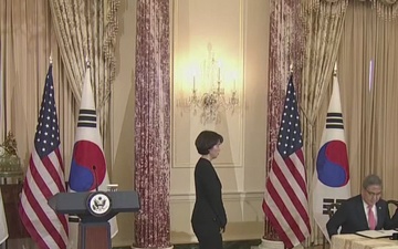Secretary of State Antony J. Blinken participates in a signing ceremony and holds a joint press availability with Republic of Korea Foreign Minister Park Jin at the Department of State
