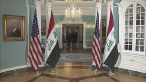 Secretary of State Antony J. Blinken meets with Iraqi Foreign Minister Fuad Hussein at the Department of State