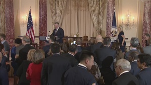 Secretary of State Antony J. Blinken delivers remarks at a Diplomatic Culinary Partnership memorandum of understanding signing ceremony and reception at the Department of State.