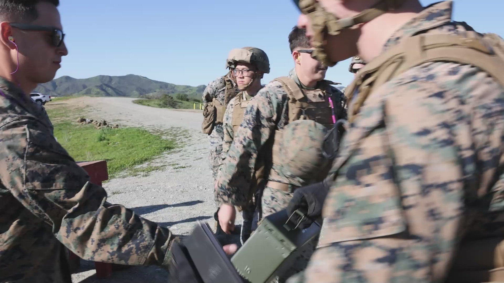 U.S. Marines with Marine Wing Support Squadron 373, Marine Air Control Group 38, 3rd Marine Aircraft Wing, fire the M2A1 machine gun and M240B machine gun during Aviation Ground Support (AGS) Leadership Course on Camp Pendleton, California, Jan. 30, 2023. This course is designed to equip noncommissioned officers within AGS units with the knowledge and experience to be technically proficient, as well as strong and effective leaders. AGS is a critical component that bolsters Marine aviation’s expeditionary capability (U.S. Marine Corps video by Sgt. Rachaelanne Woodward)