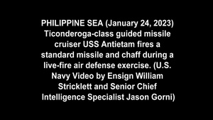 USS Antietam (CG 54) Fires Standard Missile and Chaff During Live-Fire Air Defense Exercise