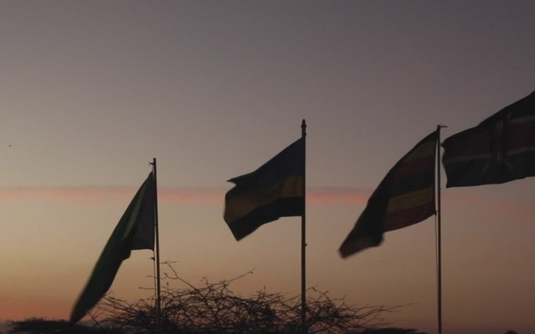 BROLL: Flags Waving Together at Kenya Defence Forces School of Infantry