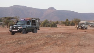 BROLL: Justified Accord Civil Affairs team convoy to Archer's Post for MEDCAP