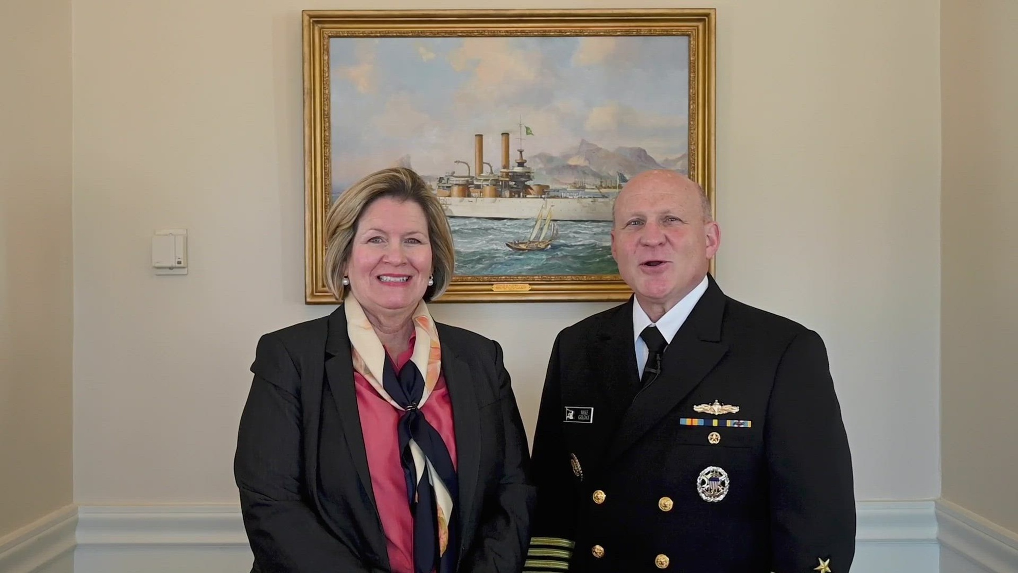 WASHINGTON (Feb. 14, 2023) - Chief of Naval Operations Adm. Mike Gilday and his wife Linda issue a message to the fleet for Black History Month 2023. (U.S. Navy video by Mass Communication Specialist 1st Class Michael B. Zingaro/released)