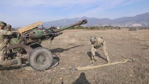 1-320th Field Artillery Regiment Conduct Elevator Drills and cold/hot load training in Greece