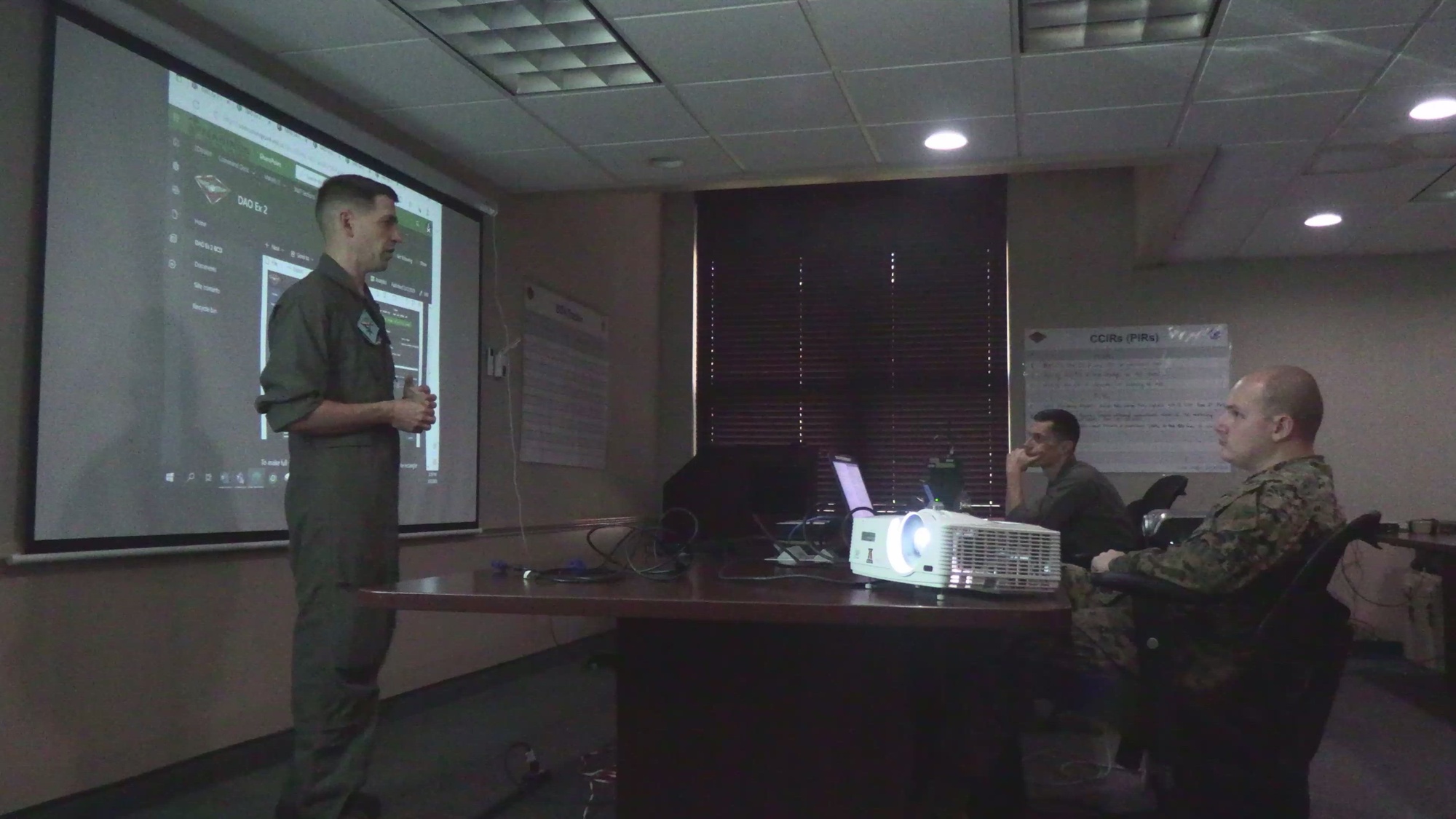 U.S. Marines with the 2nd Marine Aircraft Wing (MAW) hold a commander&#39;s update brief at Marine Corps Air Station Beaufort, South Carolina, Feb. 22, 2023.  U.S. Marines with 2nd MAW conducted distributed aviation operations outside of their home duty station and local area to validate logistics, sustainment, and communications requirements for command elements. 2nd MAW is the aviation combat element of II Marine Expeditionary Force. (U.S. Marine Corps video by Lance Cpl. Rowdy Vanskike)