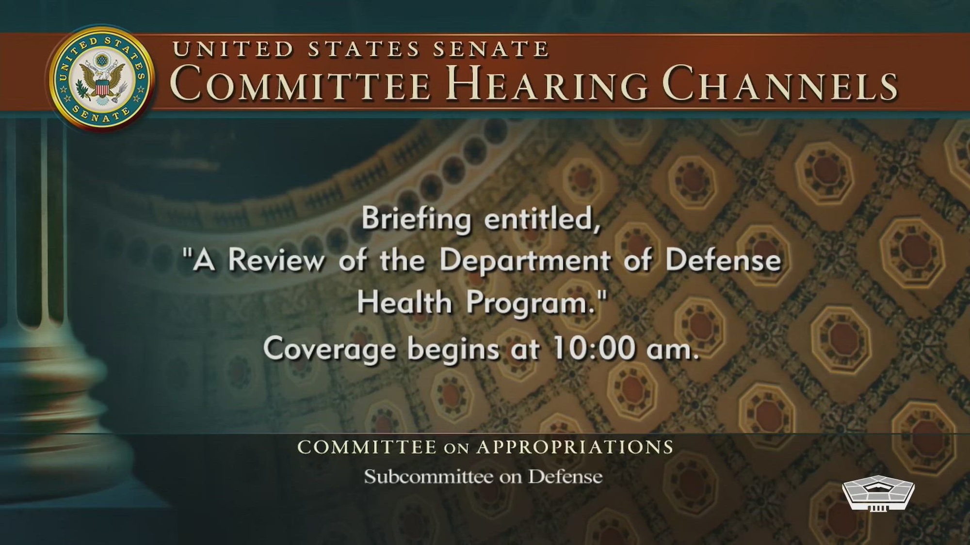 The Senate Appropriations Subcommittee on Defense hears from Dr. Lester Martinez-Lopez, assistant secretary of defense for health affairs; Army Lt. Gen. Telita Crosland, Defense Health Agency director, and the surgeons general from the services on the DOD Health Program.