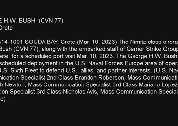 USS George H.W. Bush (CVN 77) Arrives in Souda Bay, Crete