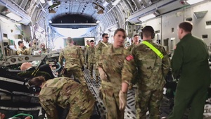 B-Roll of in-flight patient care on a C-17