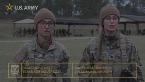 Sisters, Cadet Mayer and Cadet Mayer compete in the 2023 U.S. Army Small Arms Championship