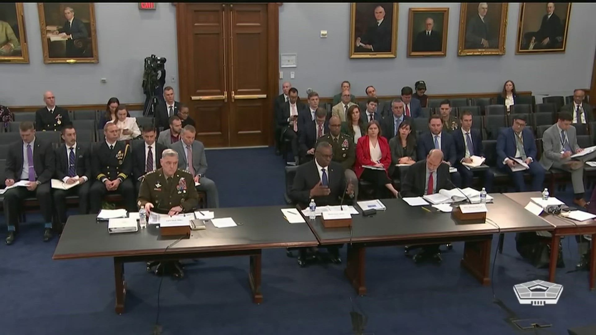 Secretary of Defense Lloyd J. Austin III and Chairman of the Joint Chiefs of Staff Army Gen. Mark A. Milley testify about the Defense Department’s fiscal year 2024 budget request at a hearing of the House Appropriations Committee’s defense subcommittee.