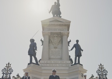 U.S. Coast Guard Polar Star crew render honors to Heroes of the Battle of Iquique at Plaza Sotomayor