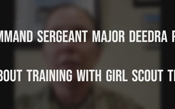 Army Reserve Soldiers and Girl Scouts Work on Team Building