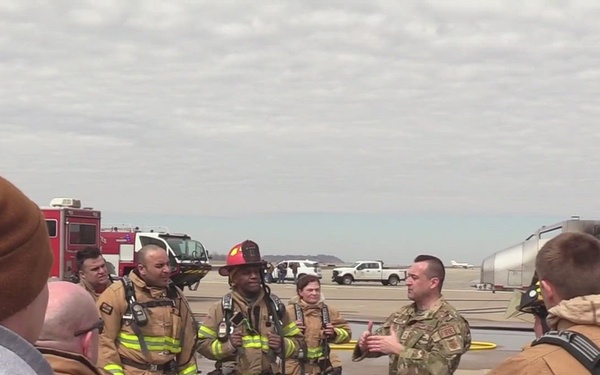 Broll: Missouri firefighters extinguish mock aircraft fire