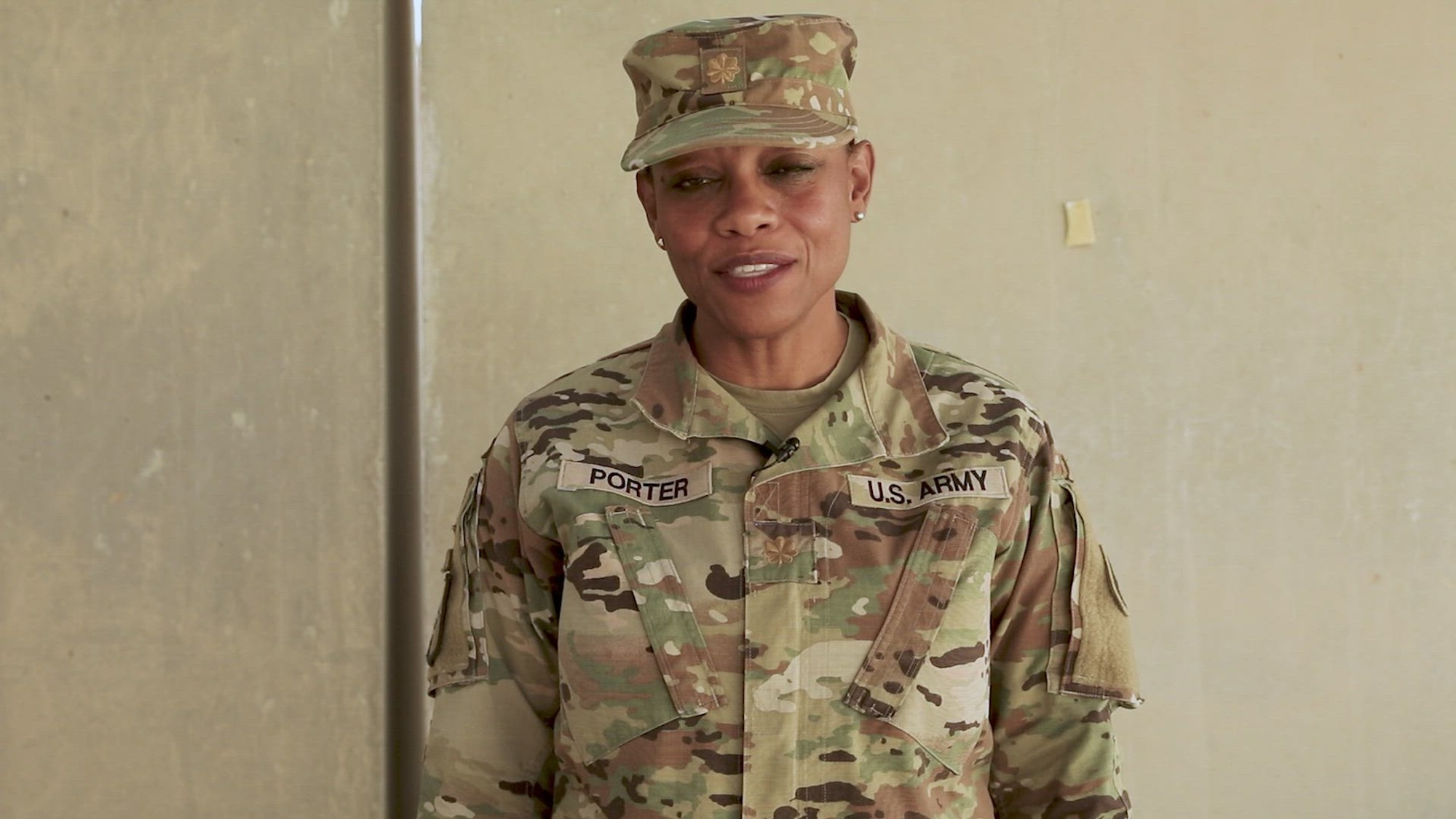 U.S. Army Reserve Soldier, Maj. Monicia Porter, deputy chief of operations (forward), 418th Quartermaster Battalion, wishes a happy 115th birthday to the U.S. Army Reserve on Camp Arifjan, Kuwait, April 6, 2023. (U.S. Army Reserve video by Spc. Christian Cote)