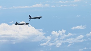 B-52 and KC-46 Aircraft integrate to fly over the Caribbean B-roll