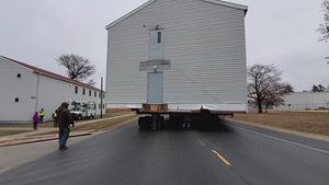 Contractors move third World War II-era barracks building at Fort McCoy, Part III