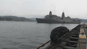 Balikatan 23 | USS John P Murtha docks to unload gear