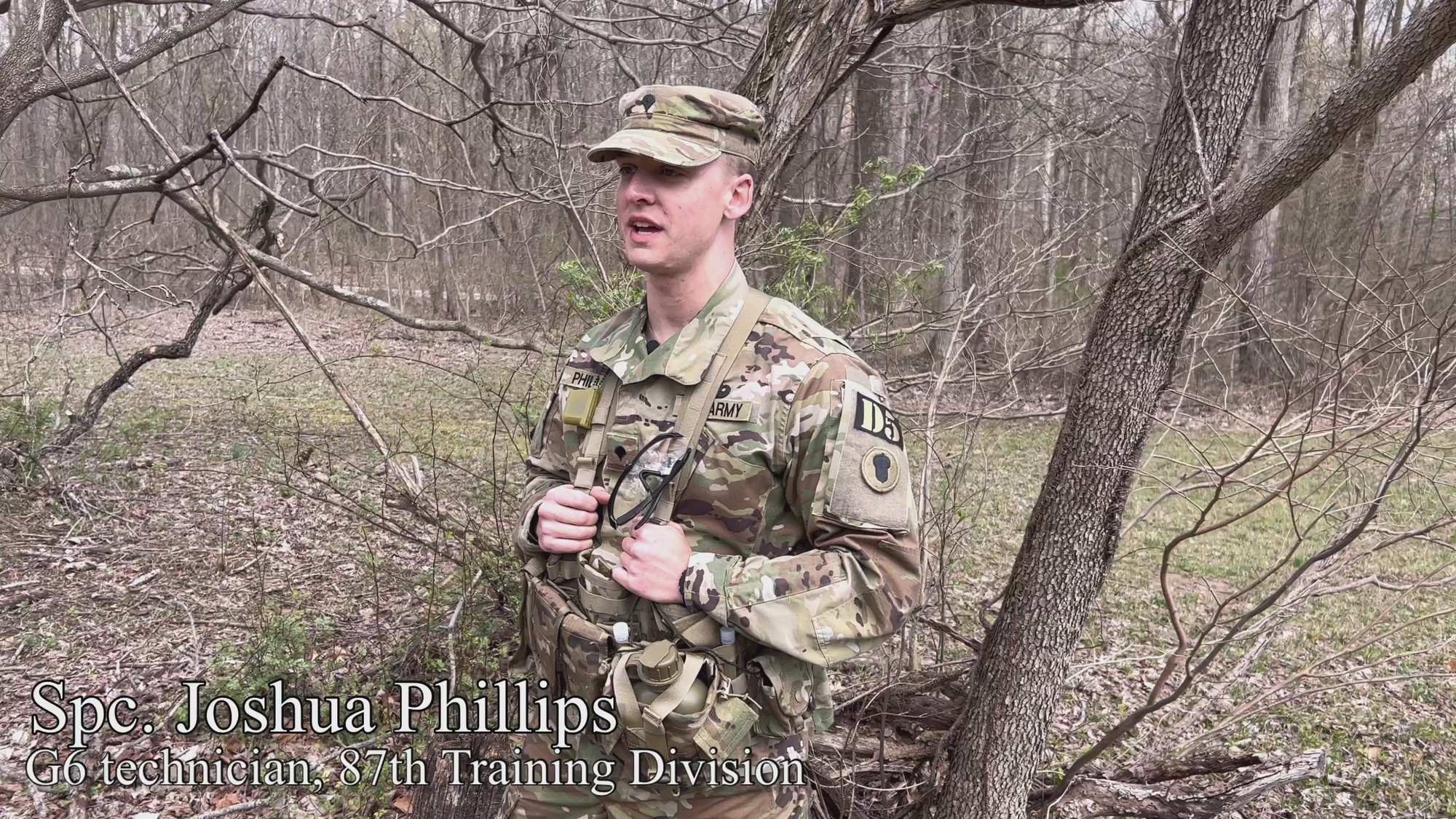 Spc. Joshua Phillips, a technician with the G6 at the 87th Training Division, talks about some of his motivations and lessons learned from this years Best Warrior Competition held at Fort Knox, Ky. Some of his hobbies include hunting, fishing and hiking. 

“Ready to Serve”